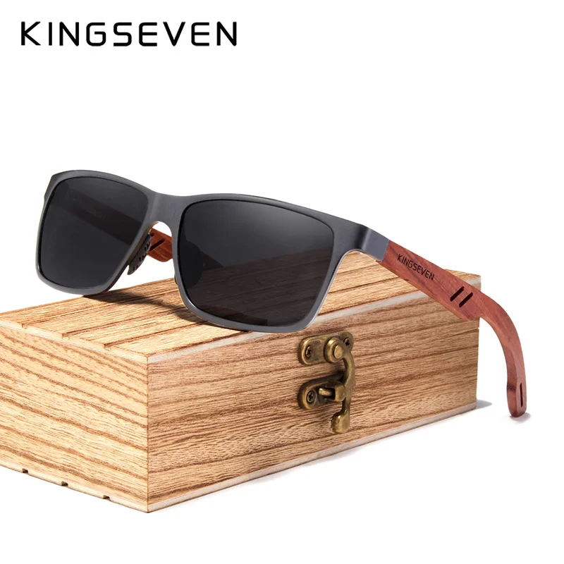 Top Trends: KINGSEVEN Retro Women's Glasses New Brand Designer Sunglasses Men Vintage Aluminum+ Wood Sun Glasses For Men With Wood Case Shoppable Styles