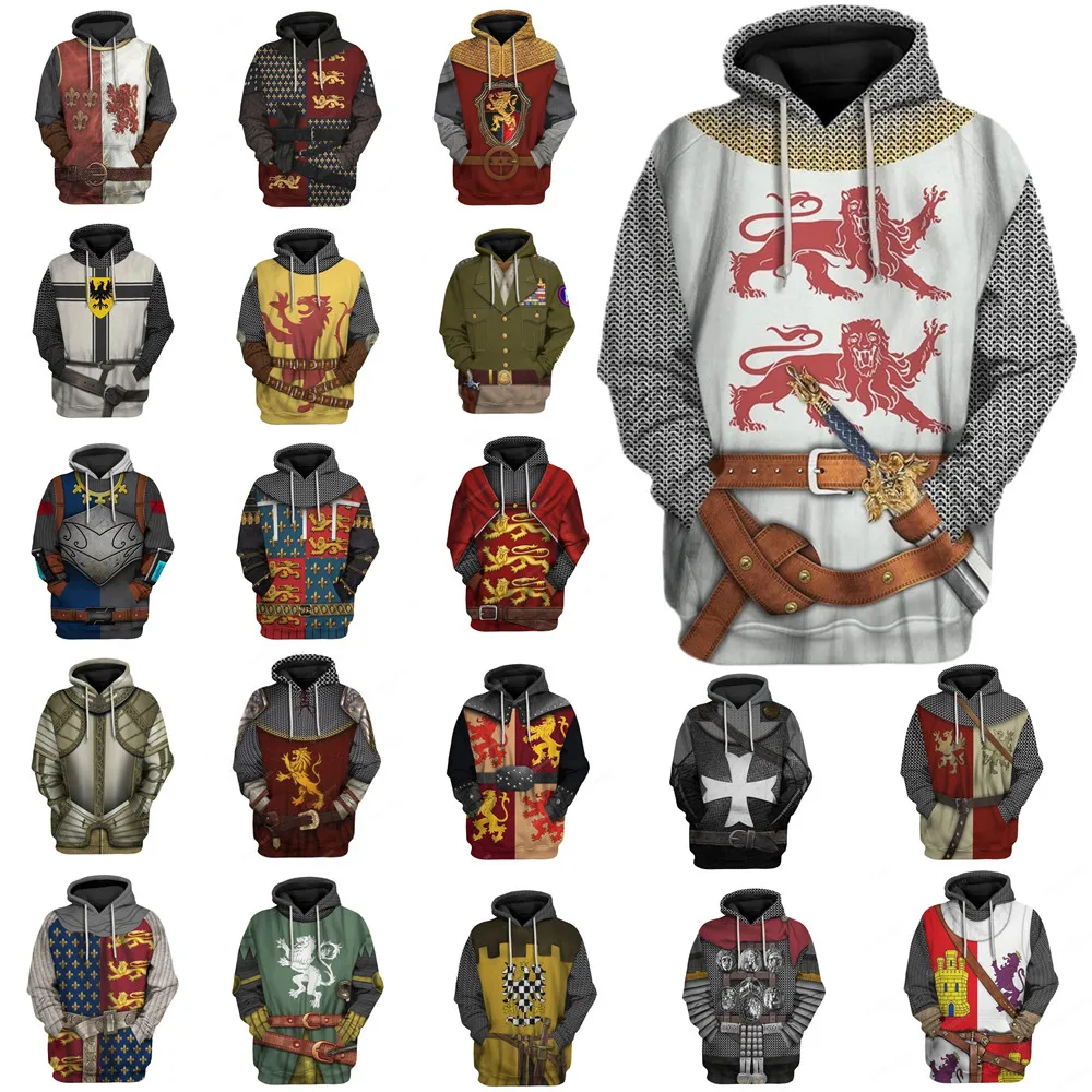 Top Trends: 2023 New Cosplay Historical Figure Winter Hoodie Unisex 3D Knight Hooded Tops Streetwear Personality Pullover Cool Clothing Shoppable Styles