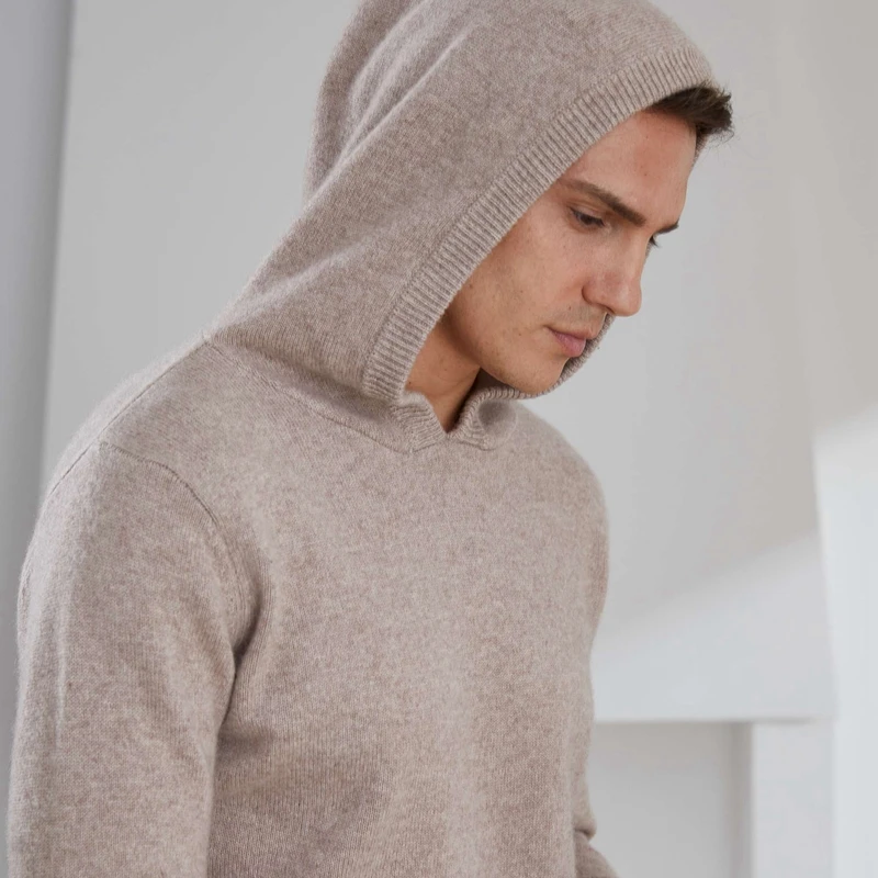 Top Trends: Men&#039;s Long Sleeve Goat Cashmere Knitted Pullovers With Hat, Thick Warm Sweaters, Male Jumpers, Top Grade, Winter, New Shoppable Styles