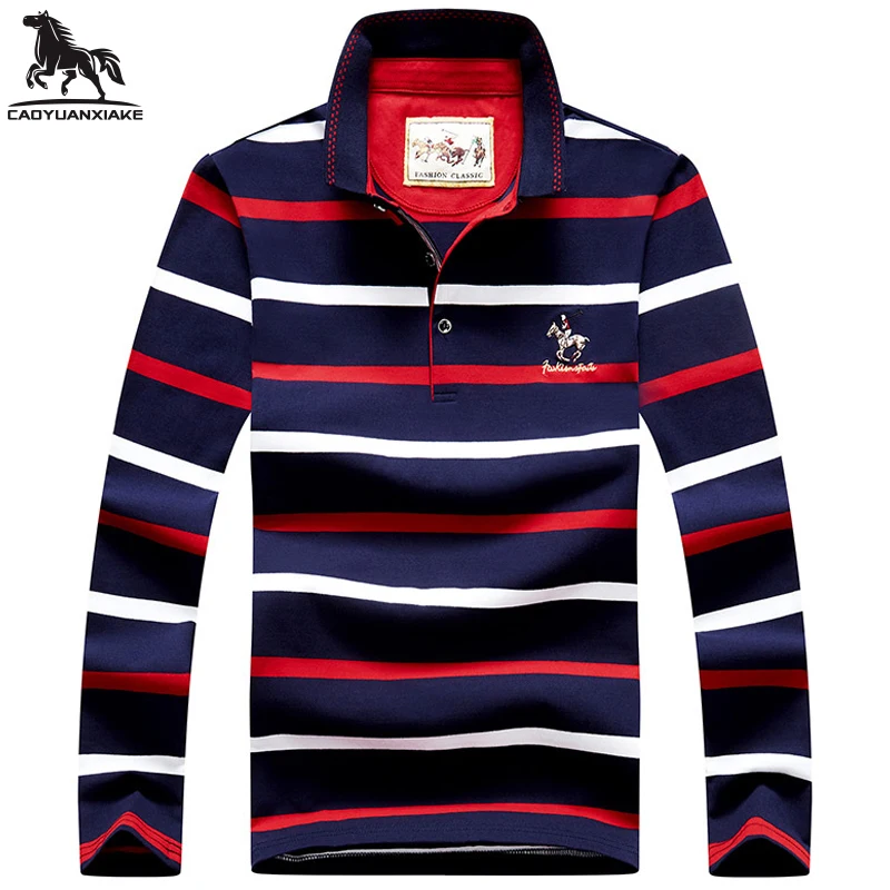 Top Trends: Polo Shirt Men Spring Autumn New High Quality Mens Long Sleeve Stitching Stripes Embroidery Youth Business Casual Polo Shirt 851 Shoppable Styles