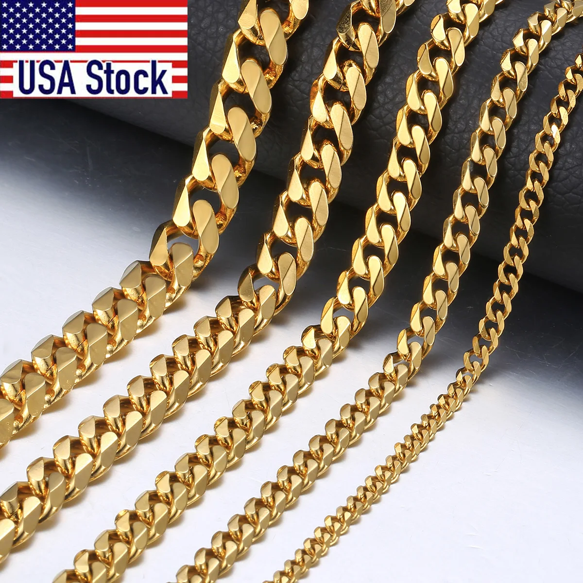 Top Trends: Hiphop Stainless Steel Necklace Curb Cuban Link Chain For Men Women Gold Color Solid Metal Punk Jewelry Gift KNM08 Shoppable Styles