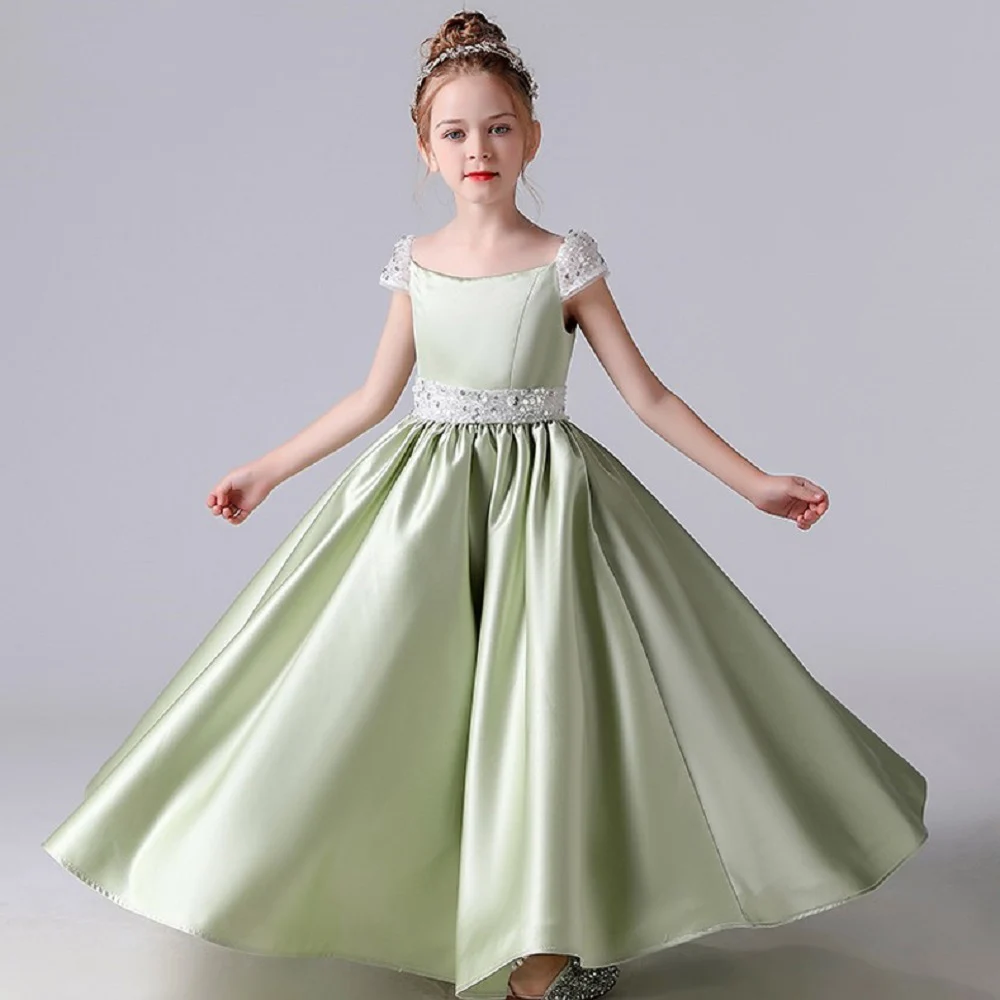 Top Trends: Dideyttawl Elegant Satin Girl Birthday Party Princess Gowns Vintage Flower Girl Dresses Formal Communion Dress For Kids Shoppable Styles