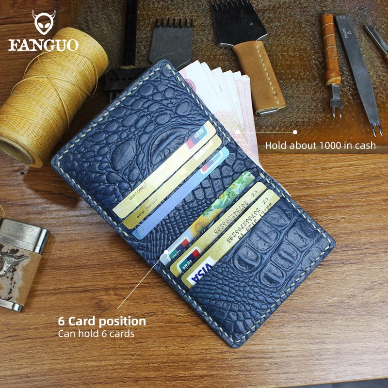 Top Trends: Men Short Leather Wallet Handmade Genuine Leather Card Holder Wallets For Male With Crocodile Pattern Unique Retro Design Purse Shoppable Styles