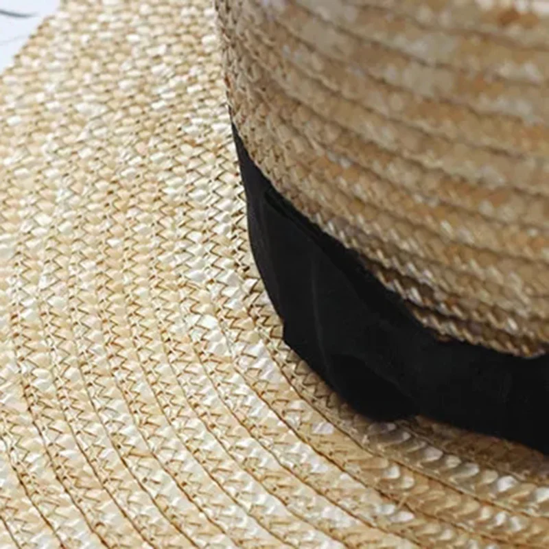 Top Trends: New Summer Women's Boater Beach Hat Wide Side Female Casual Panama Hat Lady Classic Flat Bowknot Straw Sun Hat Women Fedora Hat Shoppable Styles - Image 4