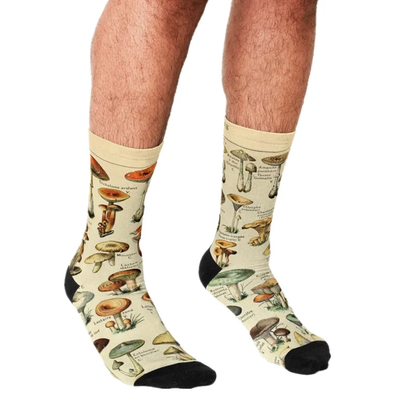 Top Trends: Funny Socks Men Mushrooms Cartoon Pattern Printed Happy Hip Hop Men Socks Novelty Skateboard Crew Casual Crazy Socks Shoppable Styles