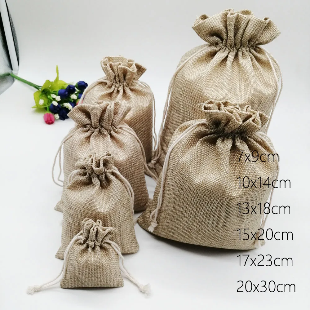 Top Trends: 6pcs / lot Jute Bags Gift Drawstring Pouch Gift Box Packaging Bags For Gift Linen Bags Jewelry Display Wedding Sack Burlap Bag Diy Shoppable Styles