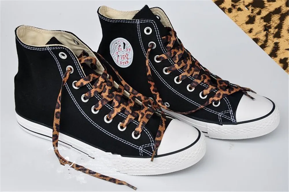 Top Trends: High Quality Newest Classic Leopard Pattern Shoe Laces High-top Canvas Sneakers Flat White Shoelaces Strings Shoppable Styles - Image 4