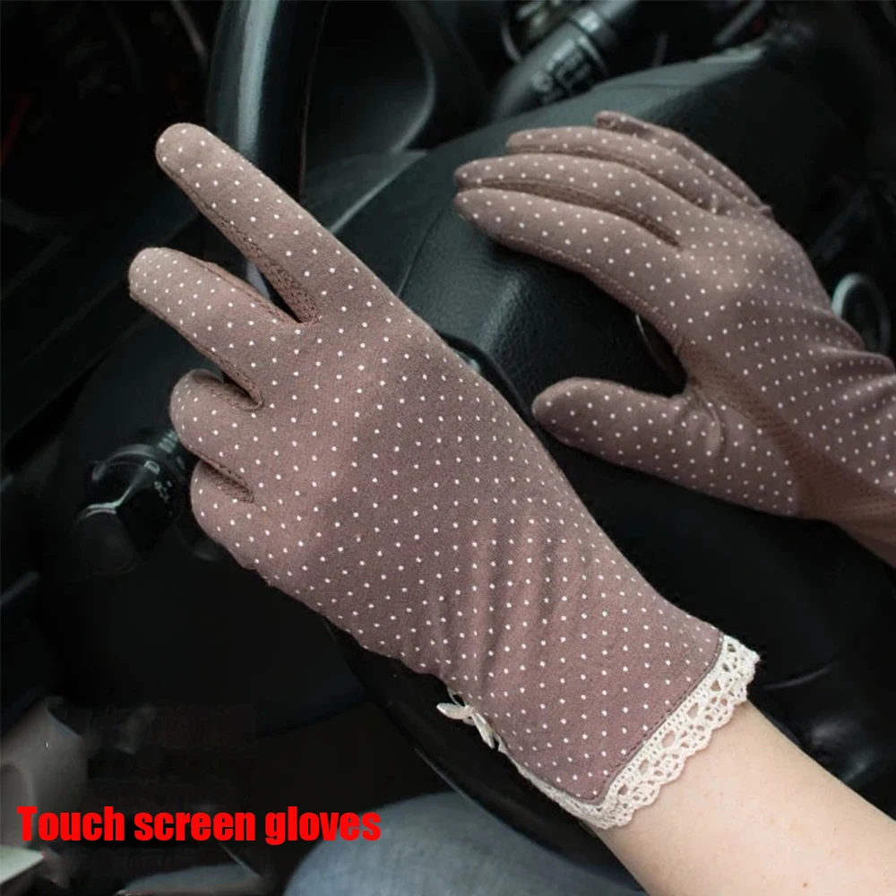 Top Trends: Fashion Women Gloves Ladies Summer Sunscreen Gloves Cute Dot Lace Patchwork Thin Touch Screen Gloves Breathable Driving Gloves Shoppable Styles