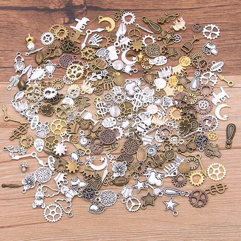 Top Trends: 40PCS Mix Color MINI Size Random Alloy Animal Plant Heart Star Charm Mechanical Steampunk Cogs & Gears Diy Accessories Drop Ship Shoppable Styles