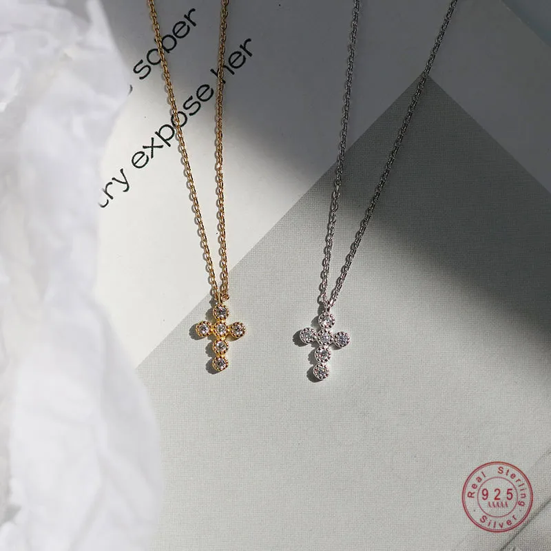 Top Trends: 925 Sterling Silver Simple Pavé Crystal Cross Pendant Necklace Women Classic Temperament Wedding Party Jewelry Girlfriend Gift Shoppable Styles