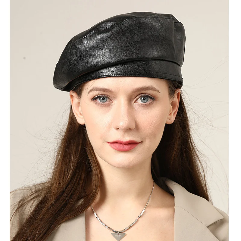 Top Trends: New Men Women Beret Hat Leather Beret Caps Unisex Bucket Hats Caps Berets Beanies Shoppable Styles - Image 4