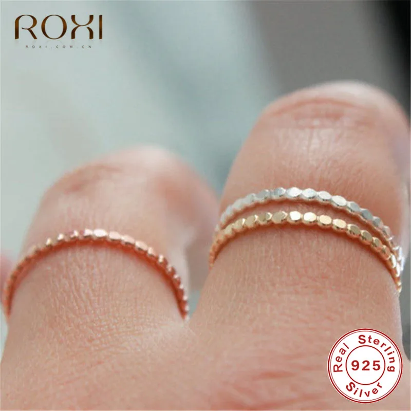 Top Trends: ROXI 925 Sterling Silver Rings For Women Slim Stacking Beaded Rings Wedding Band Eternity Stacking Ring Finger Jewelry Girl Gift Shoppable Styles