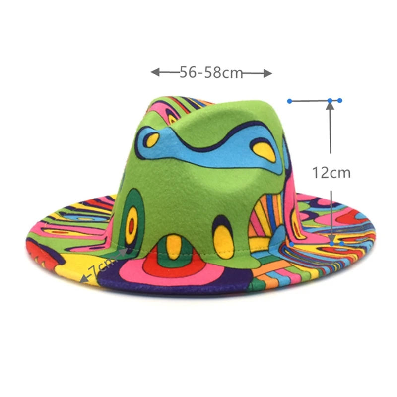 Top Trends: Fedora Wide Brim Print Tie Dye Men's And Women's Tweed Fashion Panama Hat Retro Gradient Jazz Hat Fedora Men Shoppable Styles - Image 4