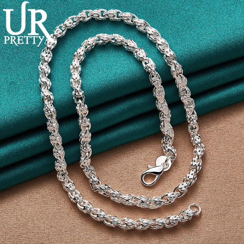 Top Trends: URPRETTY 925 Sterling Silver Beaded Necklace 20 / 24 Inch Chain For Woman Men Wedding Engagement Party Jewelry Shoppable Styles - Image 5