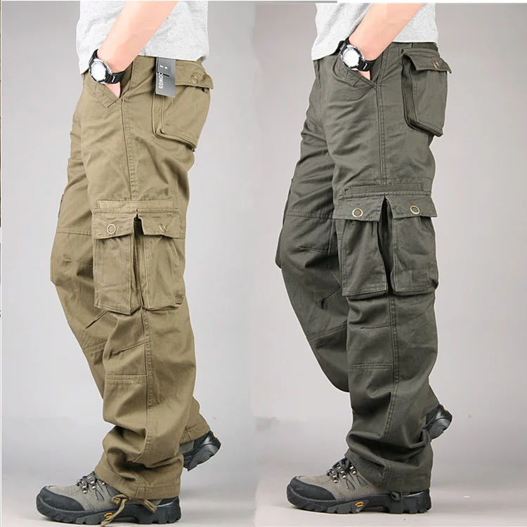 Top Trends: Men&#039;s Cargo Pants Cotton Casual Long Trousers New 2021 Plus Multi Pocket Pantalon Homme Men Fashion Military Tactical Pants Men Shoppable Styles