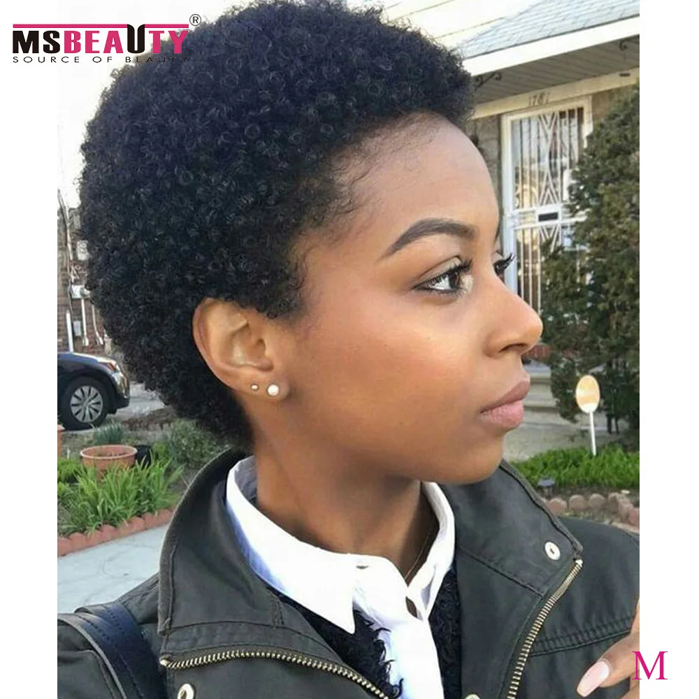 Top Trends: Short Human Hair Wigs Remy Human Hair Wigs Brazilian Jerry Curl Human Hair Afro Wigs For Women Middle Ratio Natural Black Shoppable Styles