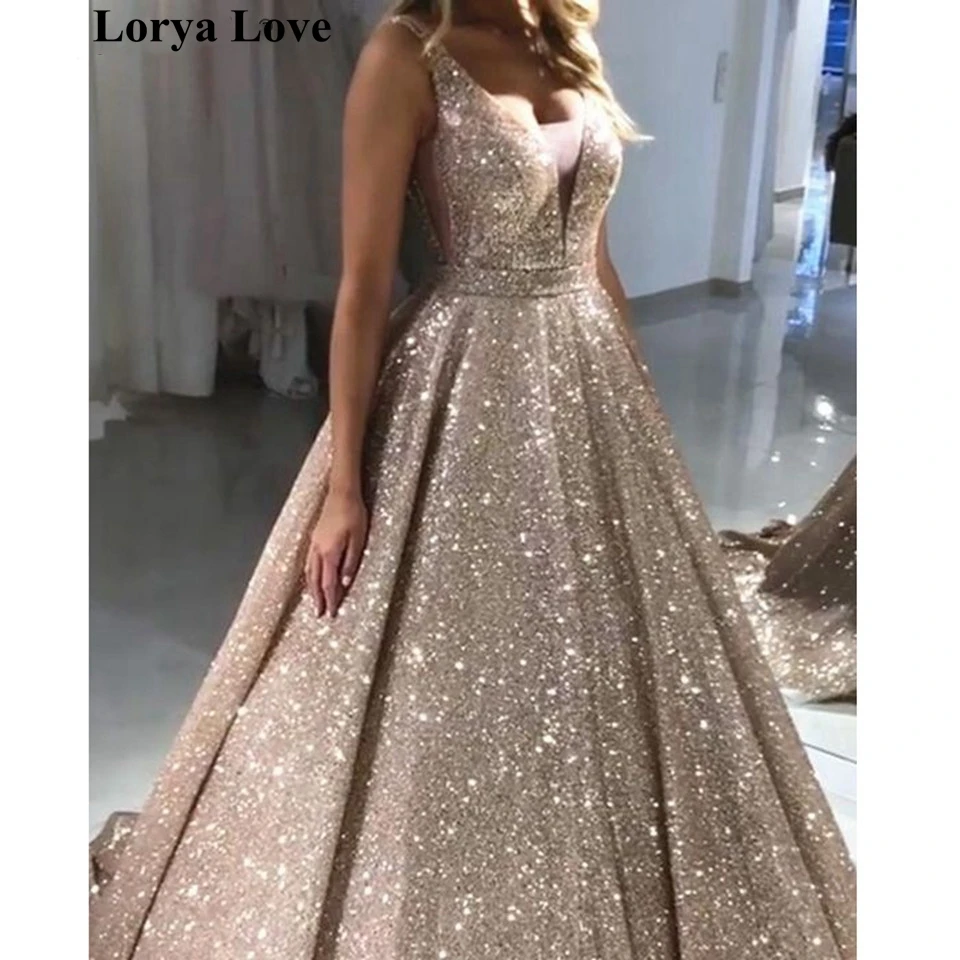 Top Trends: Champagne Sequins Sexy Evening Dresses 2022 Women Party Robe De Soiree Elegant Backless Vestidos Shiny Summer Prom Maxi Dress Shoppable Styles