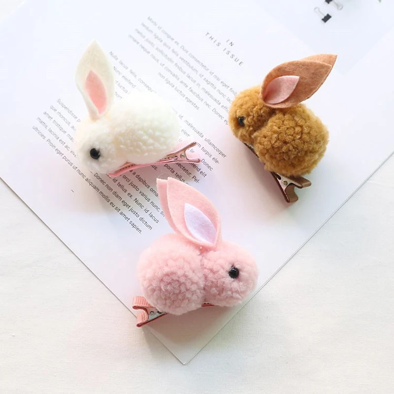 Top Trends: Cute Hair Ball Rabbit Hair Clip Children&#039;s Girl Animal Hairpins Korea Simple Hair Accessories Headwear Barrette Stick Hairpin Shoppable Styles