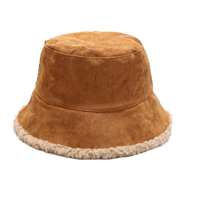 Top Trends: Reversible Faux Fur Bucket Hat Women Winter Lamb Wool Fleece Cap Corduroy Fisherman Hats Sunscreen Panama Caps Shoppable Styles