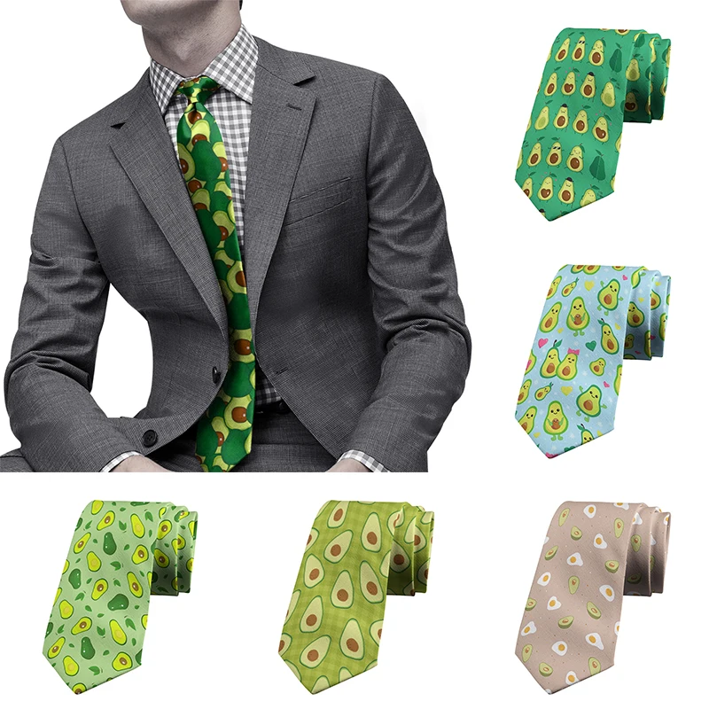 Top Trends: New 3D Printing Avocado Necktie For Men Fun Cute 8cm Wide Polyester High Quality Tie Shirt Accessories Casual Party Decoration Shoppable Styles