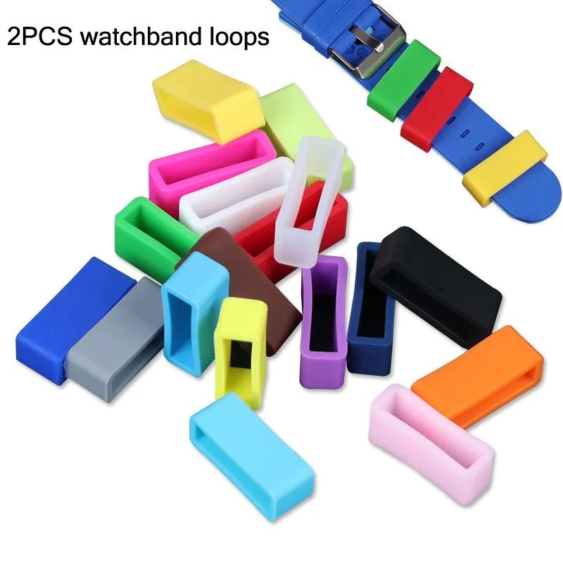 Top Trends: 2PCS Colorful Silicone Watch Strap Loop 12 14 16 18 19 20 21 22 24 26mm Watch Band Rubber Ring Loops Accessories Clasp Holder Shoppable Styles