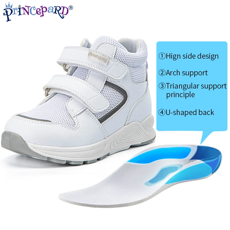 Top Trends: Princepard Children Orthopedic Shoe Autumn Outdoor White Leather Sport Sneaker With Arch Support For Flatfoot Tiptoe Walking Shoppable Styles