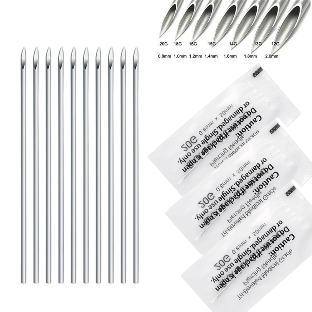 Top Trends: 100Pcs 12G / 13G / 14G / 16G / 18G / 20G Disposable Tattoo Sterile Body Piercing Needles With Box For Ear Nose Navel Nipple Shoppable Styles