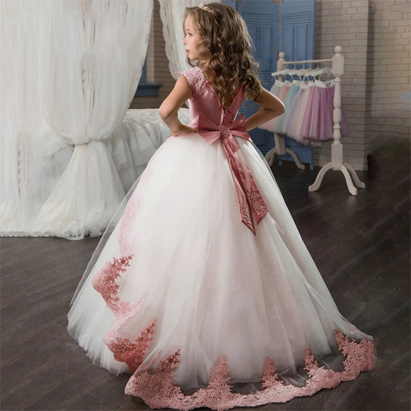 Top Trends: Kids Party Dress For Girls Wedding Bridesmaid Gown Lace Flower First Communion Evening Dresses Elegant Children Girl Clothes Shoppable Styles