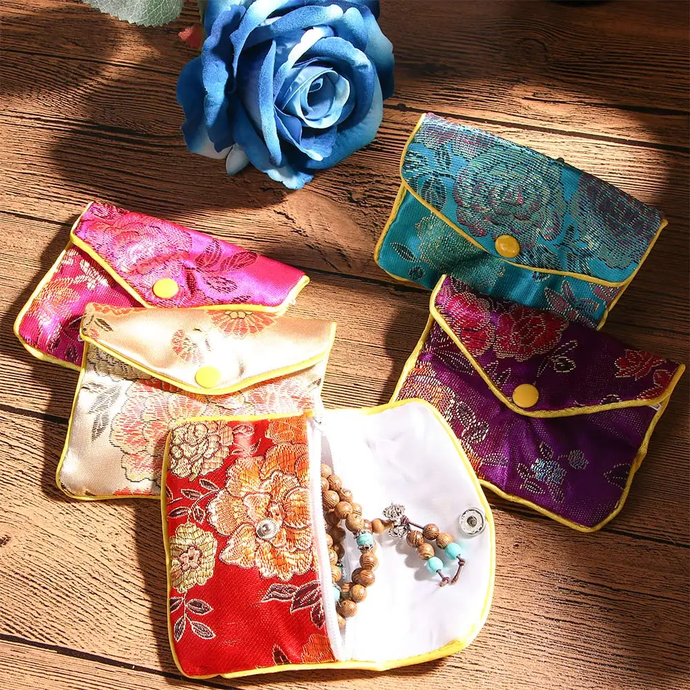 Top Trends: 2022 New Chinese Small Travel Jewelry Gift Storage Brocade Handmade Silk Zipper Jewelry Organizer Coin Purse Shoppable Styles