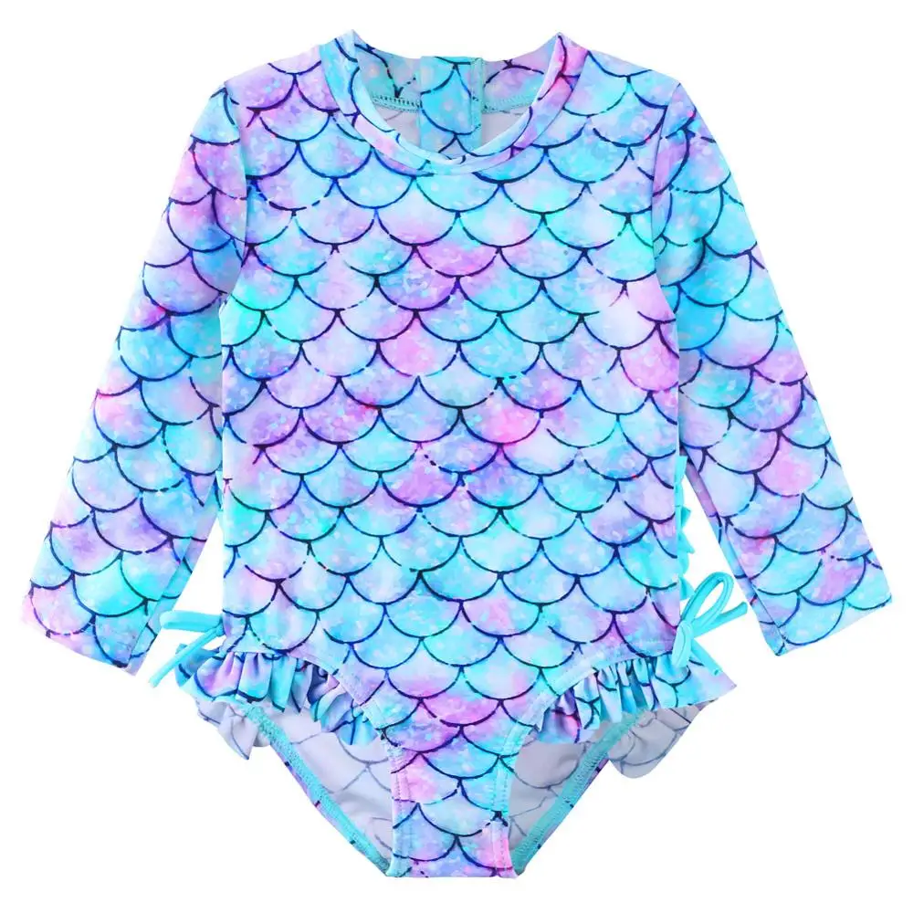 Top Trends: BAOHULU Cute Toddler Baby Girl Swimwear Long Sleeve UPF50+ Infant Bathing Suits Bright Ruffle Swimsuit Kids One Piece Beachwear Shoppable Styles