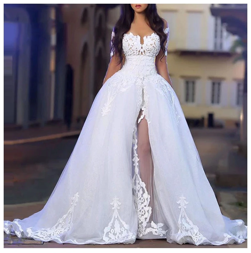 Top Trends: Sexy Wedding Dress 2022 Side Split Robe De Soiree Ball Gowns Bridal Off The Shoulder High Quality New Dresses Shoppable Styles