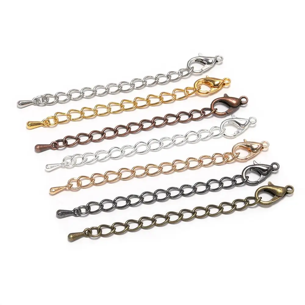 Top Trends: 10 / 20pcs 50 70mm Tone Extension Tail Chain Lobster Clasps Connector For DIY Jewelry Making Findings Bracelet Necklace Supplies Shoppable Styles