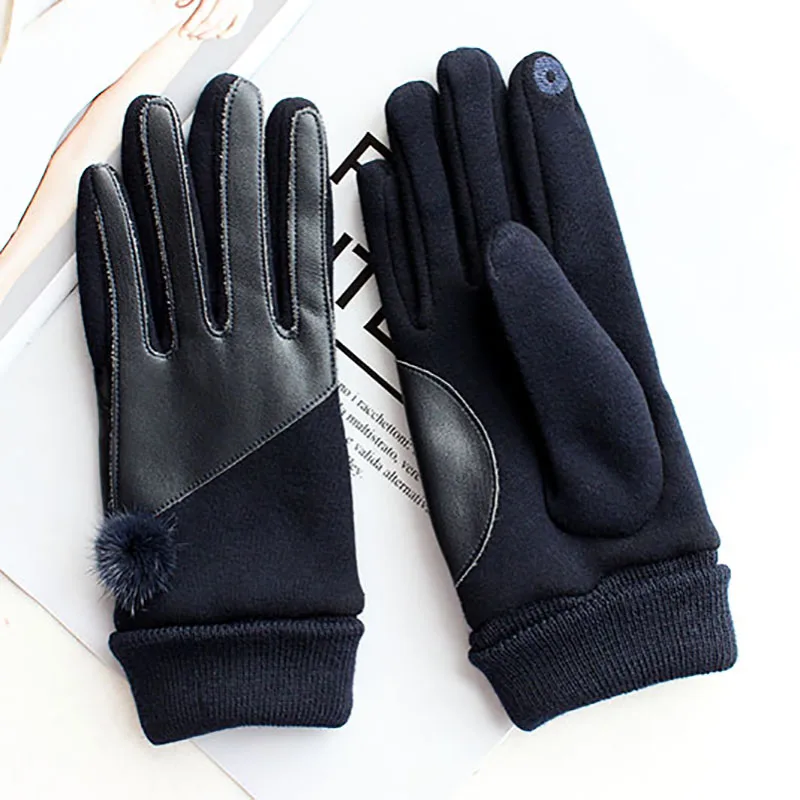 Top Trends: Winter Warm Cotton Knitted Driving Gloves Women's Fashion Touch Screen New Threaded Sleeves Windproof And Cold-Proof Finger Shoppable Styles - Image 4