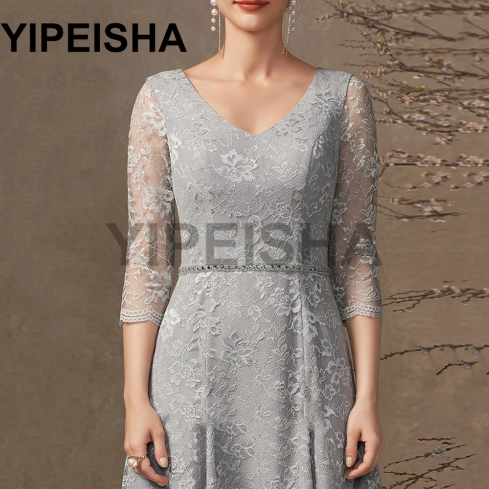 Top Trends: V-Neck Three Quarter Sleeve A-Line Lace Mother Of The Bride Dress Tea-Length With Jacket Wedding Guest Gown فساتين السهرة Shoppable Styles - Image 6