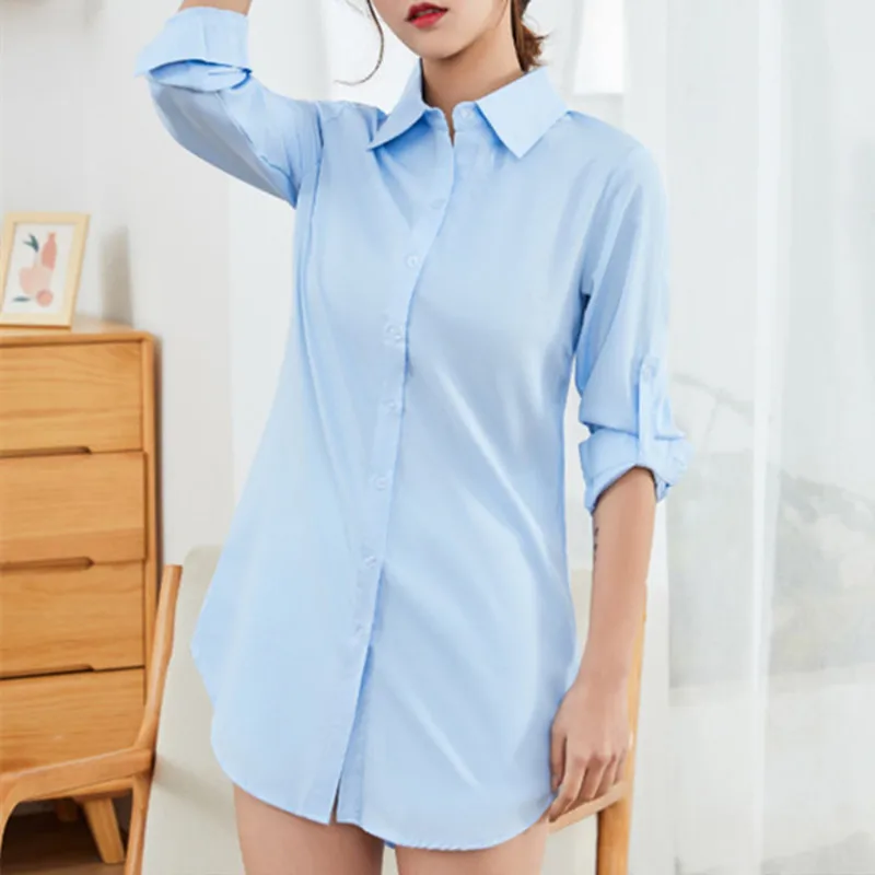 Top Trends: Cotton Shirts Women White Shirt Women Long Sleeve Shirts Woman Pink Blouse Tops Office Lady Long Shirt Woman Oversize Blouses OL Shoppable Styles - Image 6