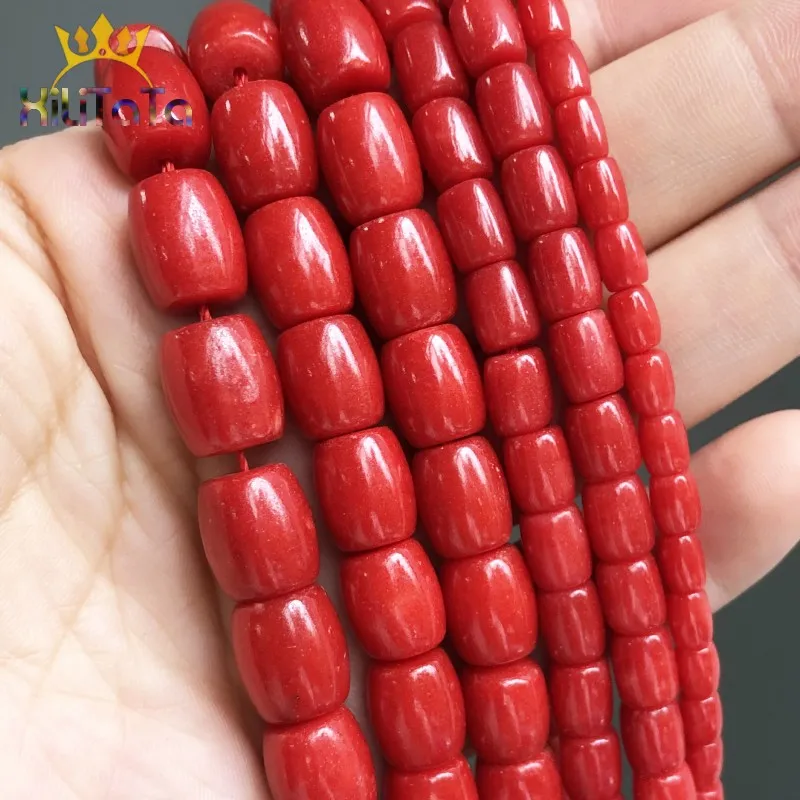 Top Trends: Natural Stone Beads Drum Shape Red Coral Loose Spacer Beads For Jewelry Making DIY Bracelet Earrings Accessories 15&#039;&#039; Strands Shoppable Styles