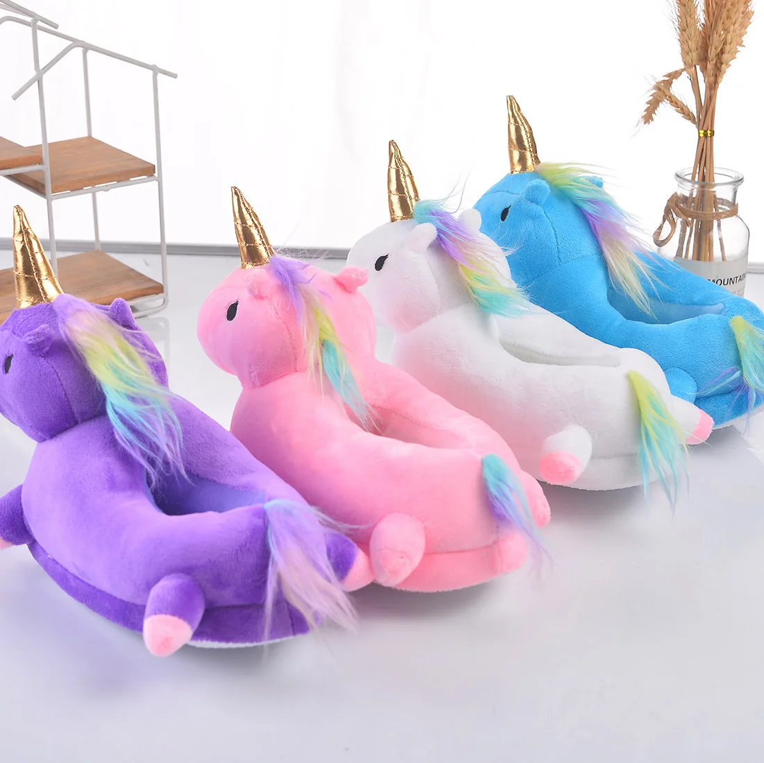 Top Trends: Winter Unicorn Slippers For Adult Home Shoes Pink Purple White Shoes Boys Girls Slippers Unisex Funny Animal Bedroom Slippers Shoppable Styles