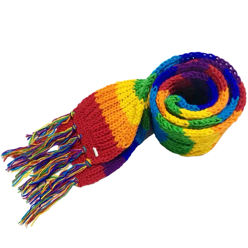 Top Trends: TIYIHAILEY 2022 New Fashion Long All-match Scarf Winter Warm Long Rainbow Colorful Hand Made Wool Tassels Scarf Shoppable Styles - Image 5