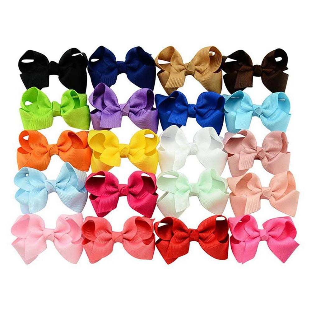 Top Trends: 2Pcs / Set 4Inches Solid Color Bow Hair Clip For Kids Girls Ribbon Bowknot Hairpins Barrettes Boutique Headwear Hair Accessories Shoppable Styles - Image 6