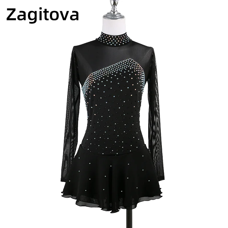 Top Trends: Black Figure Skating Dress For Women And Girls Long Sleeve Custom Ice Figure Skating Clothes With Rhinestones Shoppable Styles