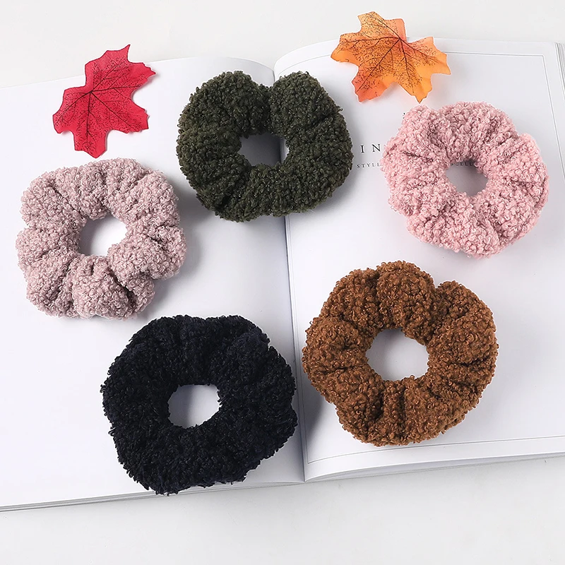 Top Trends: 2020 New Women Cute Teddy Velvet Scrunchies Elastic Hair Band Faux Fur Hair Rope Girl&#039;s Hair Tie Accessories Ponytail Holder Shoppable Styles