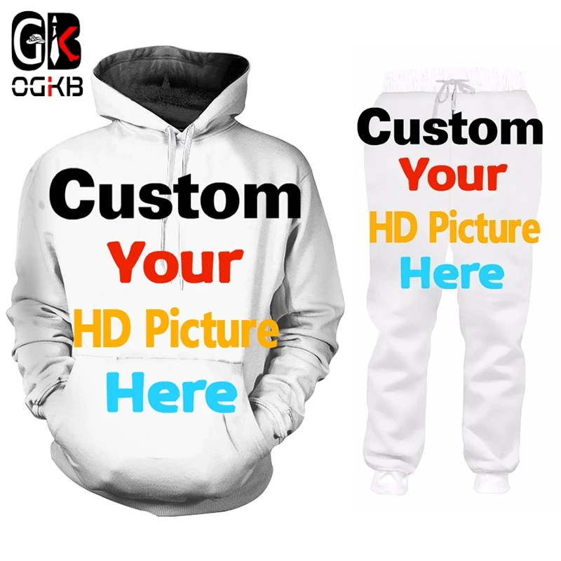 Top Trends: Custom Tracksuit 2 Piec Pants Sets Men And Women Custom Own Pictures 3D Printing Hoodie Tracksuit Jogging Pants DIY Clothing Shoppable Styles