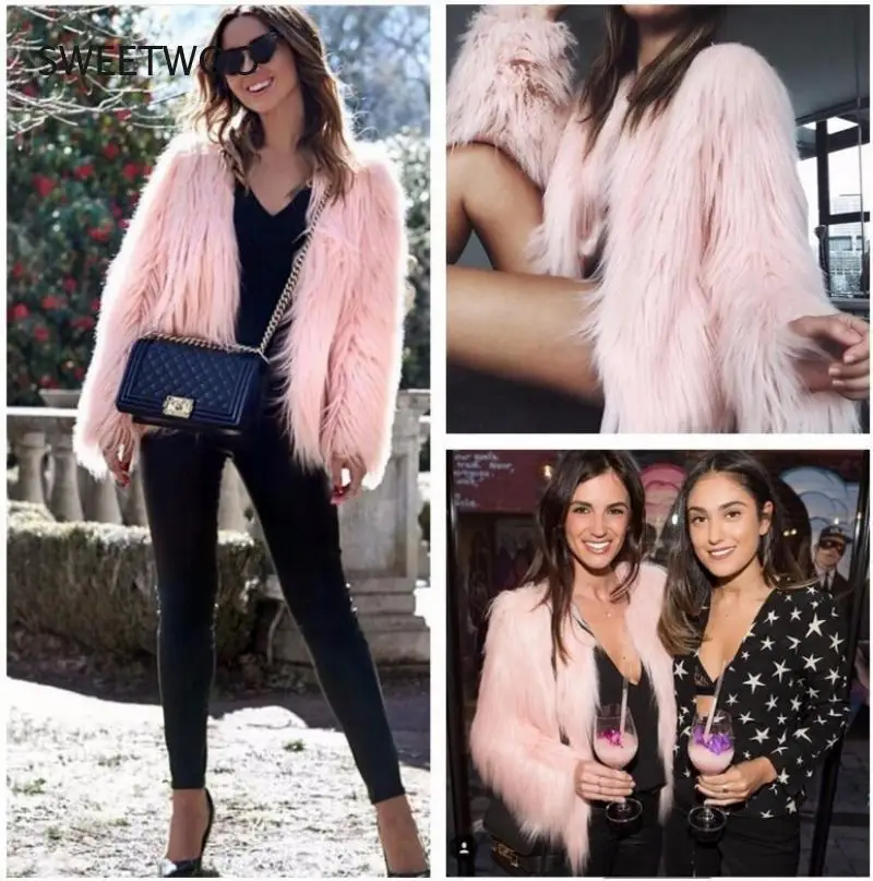 Top Trends: 2021 New Fashion Autumn Winter Women Faux Fur Coat Solid Color Long Sleeve Fluffy Outerwear Short Jacket Hairy Warm Overcoat Shoppable Styles