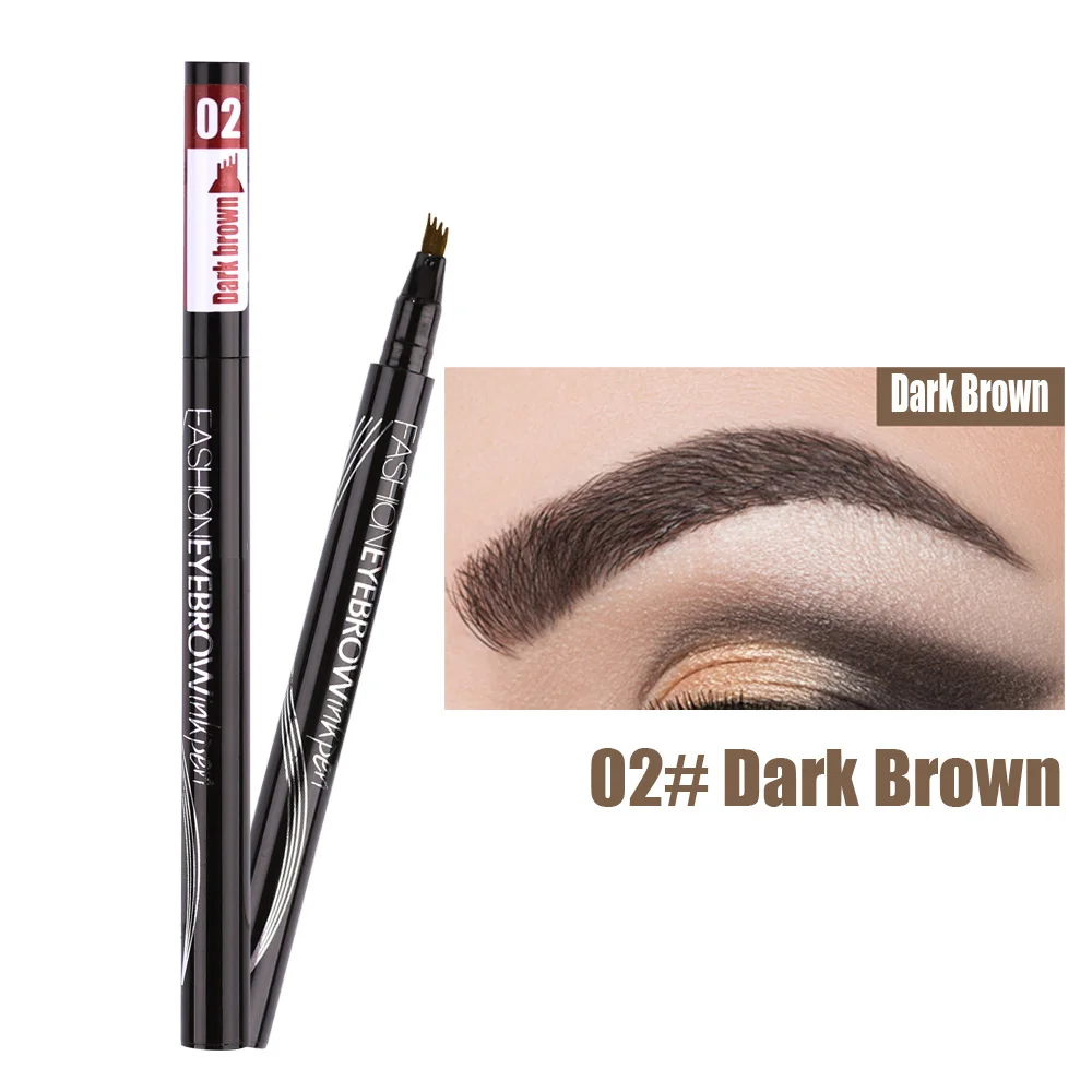 Top Trends: New Tattoo Eyebrow 3D Liquid Ink Pen Waterproof 4 Fork Pencil Brow Eyes Makeup Female Cosmetics 5 Natural Color Eye Brow Pen Shoppable Styles