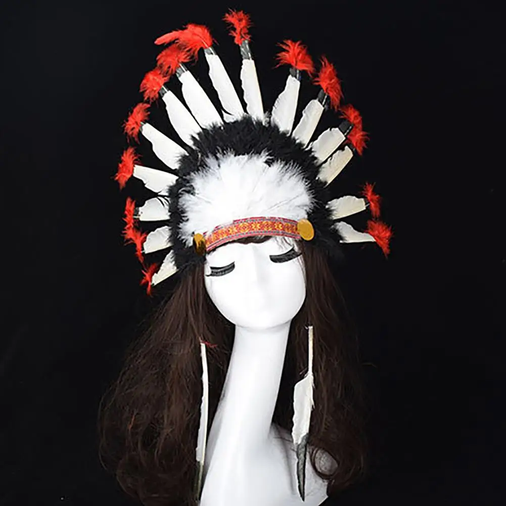 Top Trends: Indian Chief Style Hat Feather Headdress Thanksgiving Day Headband Headwear Carnival Cosplay Props Headdress Hair Accessories Gi Shoppable Styles