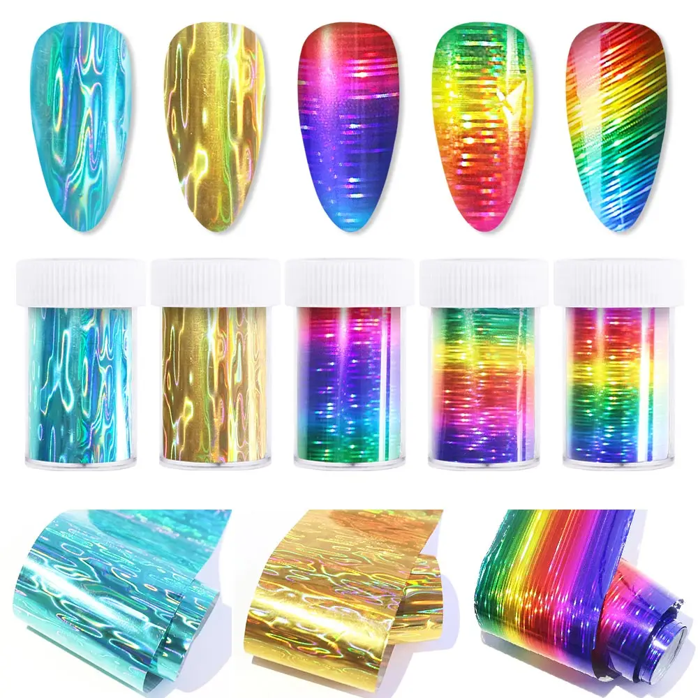 Top Trends: 100*4cm / Roll Gradient Color Nail Foil New Year Sticker Rainbow Good Luck Holographic Nail Design Nail Art Transfer Sticker Shoppable Styles