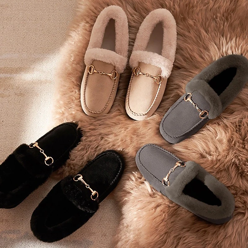 Top Trends: Women Winter Shoes Fluffy Slippers Warm Flat Shoes For Women Casual Loafers Slip On Plush Shoes Moccasins Lady Zapato De Mujer Shoppable Styles