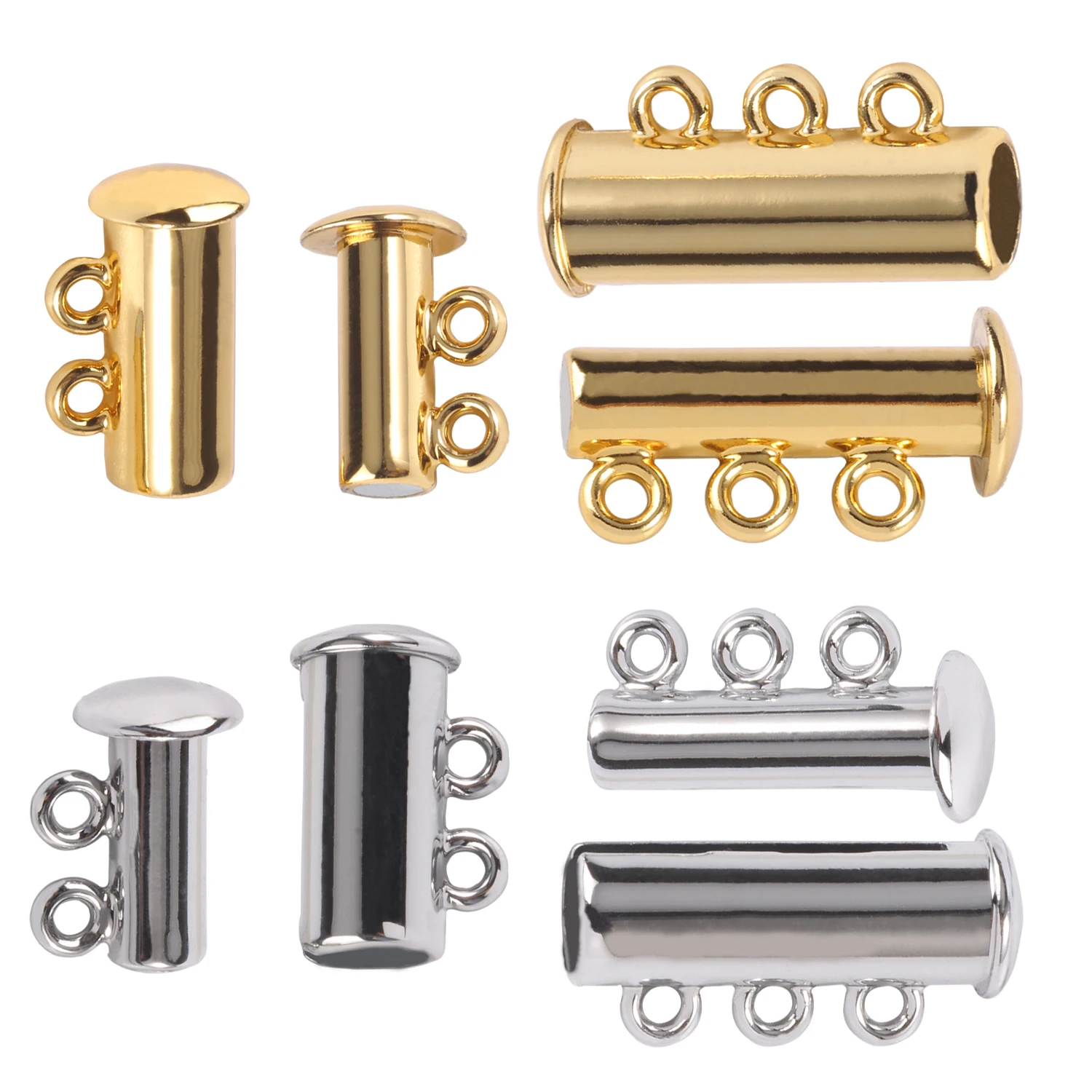 Top Trends: 5pcs Stainless Steel Strong Magnetic Clasps Crimp End Caps Slider Clasp Buckles Tubes For Necklace Bracelet Chain Buckle Hook Shoppable Styles