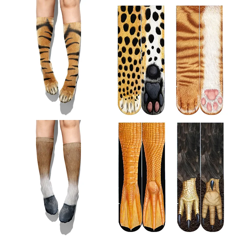 Top Trends: 3D Printed Animal Paw Funny Socks For Women Men Leopard Tiger Cat Paw Feet Socks For Children Casual Kawaii Cotton Crew Socks Shoppable Styles