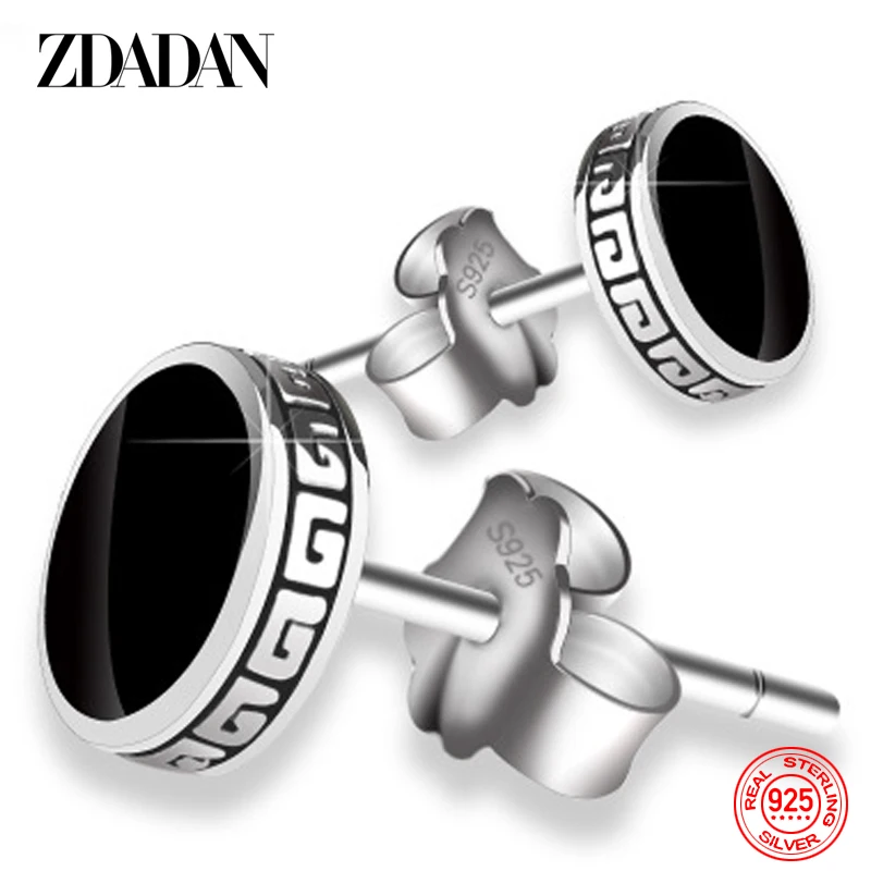 Top Trends: ZDADAN 925 Sterling Silver 6mm 8mm Black Round Stud Earrings For Women Men Jewelry Accessories Wholesale Shoppable Styles